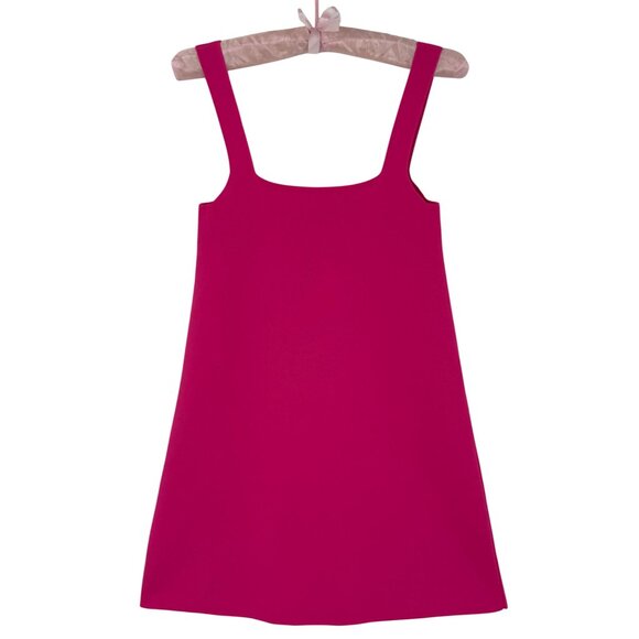 NWT Zara Hot Pink Knit Square Neck Ribbed A-Line Bodycon Barbiecore Mini Dress S - Picture 11 of 16